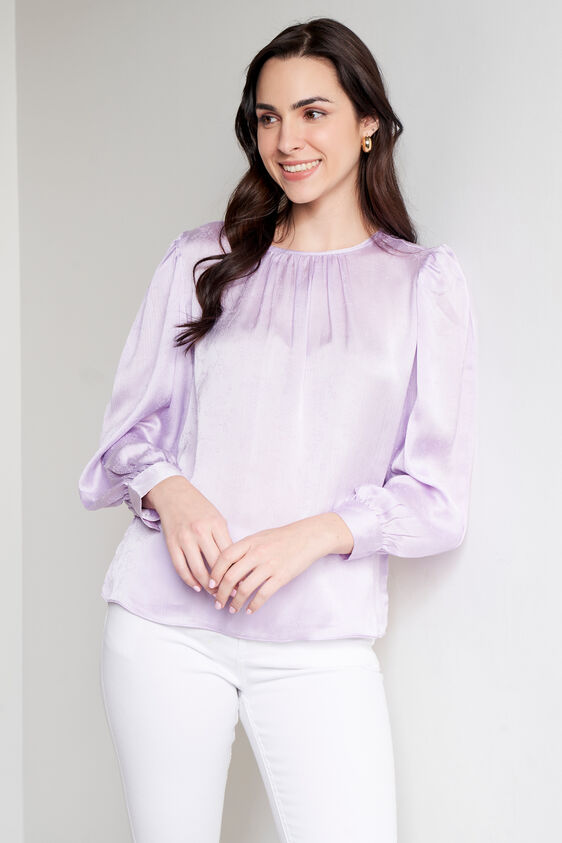 Lilac Satin Top, Lilac, image 1